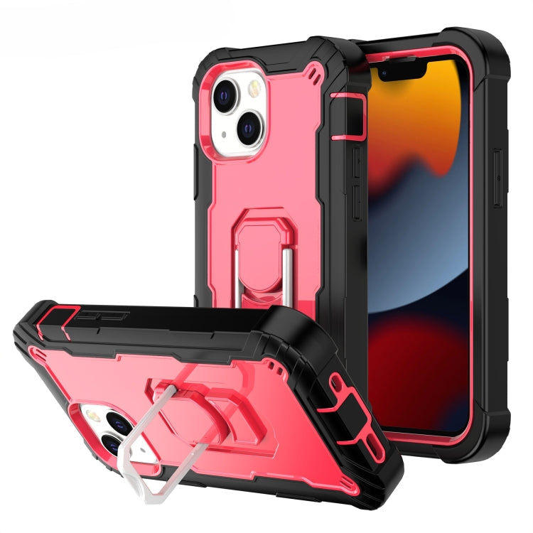 PC Protective Case – Shockproof (iPhone 13 mini) For iPhone 13 Black + Rose Red