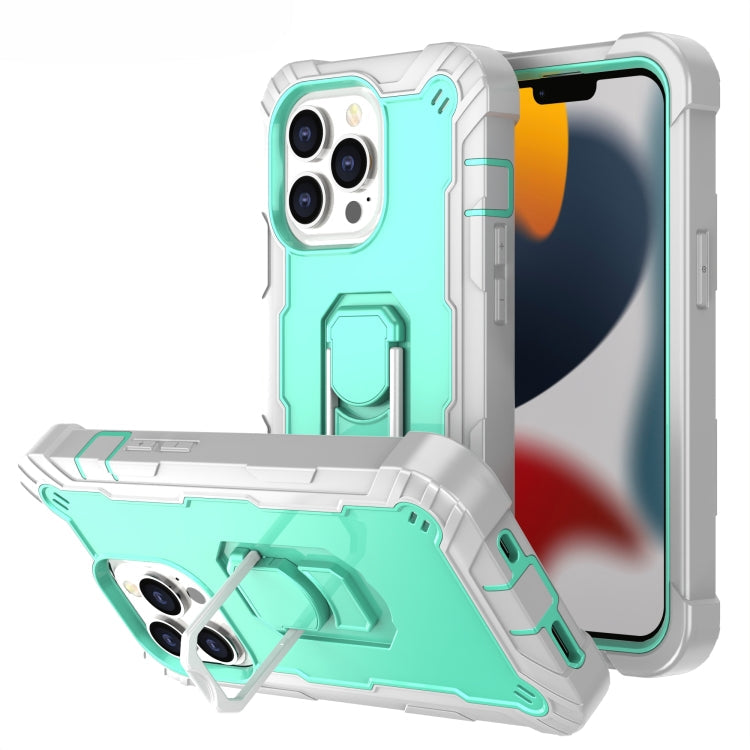 PC Protective Case – Shockproof (iPhone 13 Pro) For iPhone 13 Pro Grey White + Mint Green