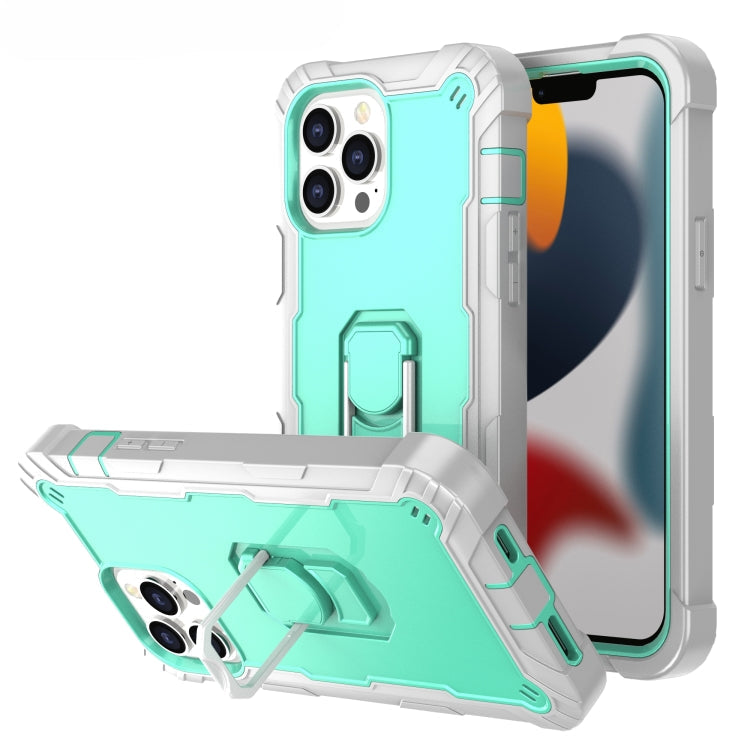 PC Protective Case – Shockproof (iPhone 13 Pro) For iPhone 13 Pro Max Grey White + Mint Green