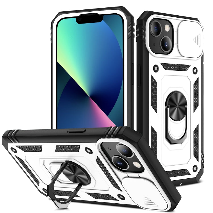 Sliding Camera Cover Design TPU + PC Protective Case with 360 Degree... (iPhone 13 mini) For iPhone 13 mini White+Black