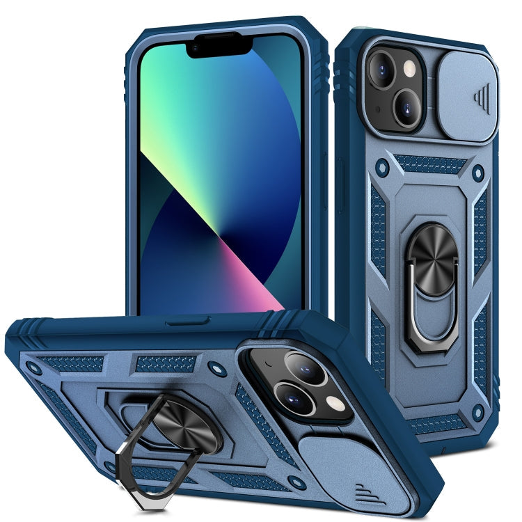 Sliding Camera Cover Design TPU + PC Protective Case with 360 Degree... (iPhone 13 mini) For iPhone 13 mini Blue+Blue
