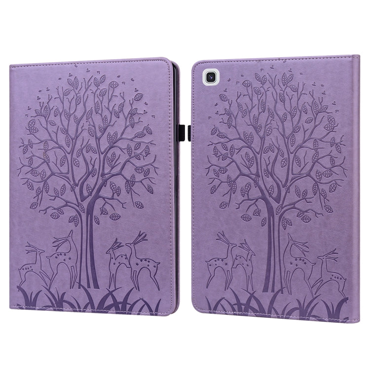 Tree & Deer Pattern Pressed Printing Horizontal Flip PU Leather Case with Holder & Card Slots & Sleep / Wake-up Function, For Samsung Galaxy Tab A7 10.4 2020, For Samsung Galaxy Tab S6 Lite For Samsung Galaxy Tab A7 10.4 2020 Purple
