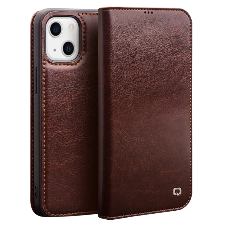 QIALINO Case – Leather (iPhone 13) For iPhone 13 Brown