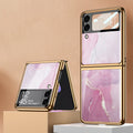 GKK Electroplating Painted Glass Case, For Samsung Galaxy Z Flip3 5G For Samsung Galaxy Z Flip3 5G Purple Pink