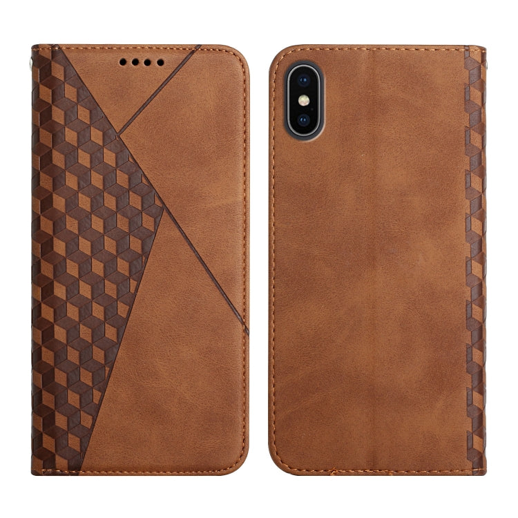 Diamond Pattern Splicing Skin Feel Magnetic Horizontal Flip Leather Case with Card Slots & Holder & Wallet, For iPhone XS Max, For iPhone SE 2022 / SE 2020 / 7 / 8 / 6, For iPhone 7 Plus / 8 Plus For iPhone XS Max Brown