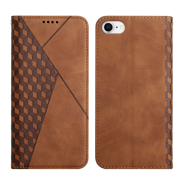 Diamond Pattern Splicing Skin Feel Magnetic Horizontal Flip Leather Case with Card Slots & Holder & Wallet – Magnetic, Card Slot, Flip, For iPhone XS Max, For iPhone SE 2022 / SE 2020 / 7 / 8 / 6, For iPhone 7 Plus / 8 Plus For iPhone SE 2022 SE 2020 7 8 6 Brown