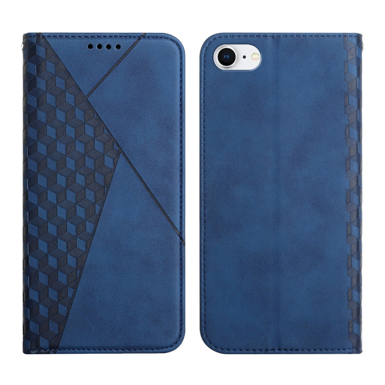 Diamond Pattern Splicing Skin Feel Magnetic Horizontal Flip Leather Case with Card Slots & Holder & Wallet – Magnetic, Card Slot, Flip, For iPhone XS Max, For iPhone SE 2022 / SE 2020 / 7 / 8 / 6, For iPhone 7 Plus / 8 Plus For iPhone SE 2022 SE 2020 7 8 6 Blue
