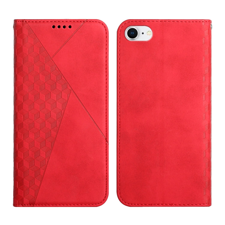 Diamond Pattern Splicing Skin Feel Magnetic Horizontal Flip Leather Case with Card Slots & Holder & Wallet – Magnetic, Card Slot, Flip, For iPhone XS Max, For iPhone SE 2022 / SE 2020 / 7 / 8 / 6, For iPhone 7 Plus / 8 Plus For iPhone SE 2022 SE 2020 7 8 6 Red