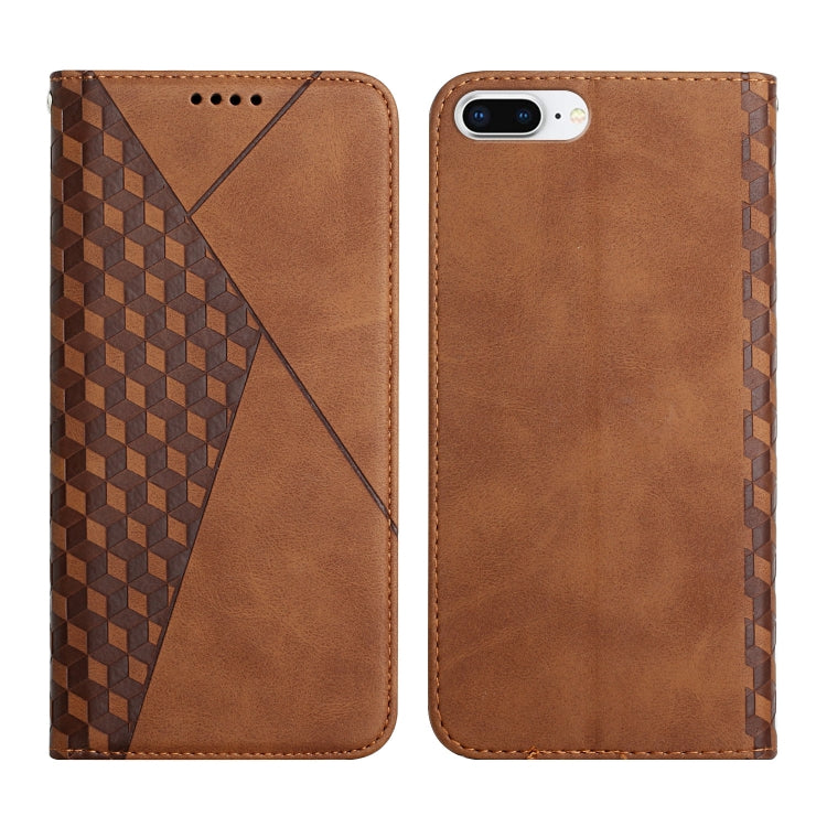 Diamond Pattern Splicing Skin Feel Magnetic Horizontal Flip Leather Case with Card Slots & Holder & Wallet – Magnetic, Card Slot, Flip, For iPhone XS Max, For iPhone SE 2022 / SE 2020 / 7 / 8 / 6, For iPhone 7 Plus / 8 Plus For iPhone 7 Plus 8 Plus Brown