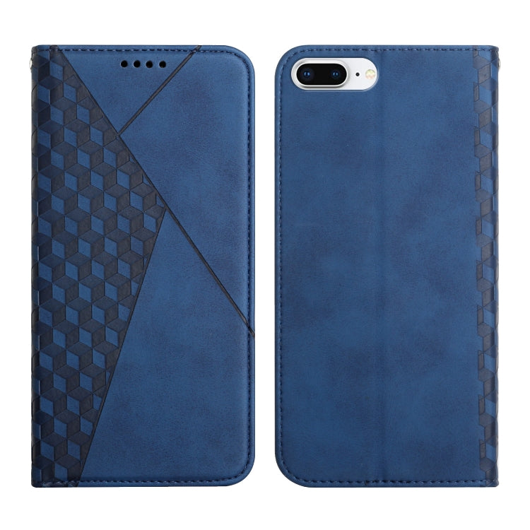 Diamond Pattern Splicing Skin Feel Magnetic Horizontal Flip Leather Case with Card Slots & Holder & Wallet – Magnetic, Card Slot, Flip, For iPhone XS Max, For iPhone SE 2022 / SE 2020 / 7 / 8 / 6, For iPhone 7 Plus / 8 Plus For iPhone 7 Plus 8 Plus Blue