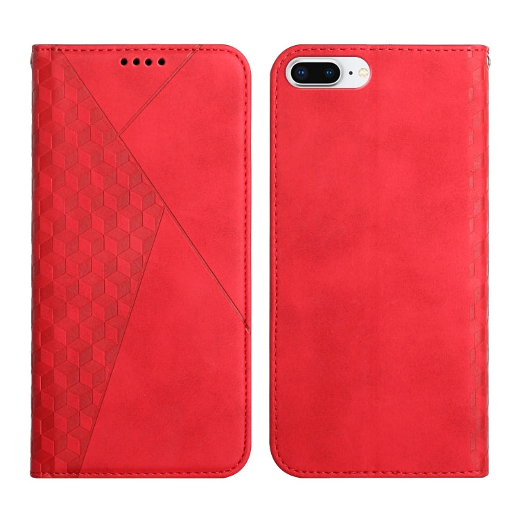 Diamond Pattern Splicing Skin Feel Magnetic Horizontal Flip Leather Case with Card Slots & Holder & Wallet – Magnetic, Card Slot, Flip, For iPhone XS Max, For iPhone SE 2022 / SE 2020 / 7 / 8 / 6, For iPhone 7 Plus / 8 Plus For iPhone 7 Plus 8 Plus Red