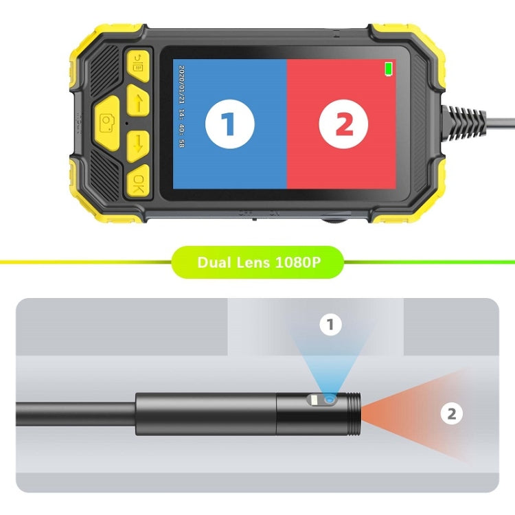 Y19 3.9mm Dual Lens Hand-held Hard-wire Endoscope with 4.3-inch IPS Color LCD Screen, 2m, 3.5m, 5m