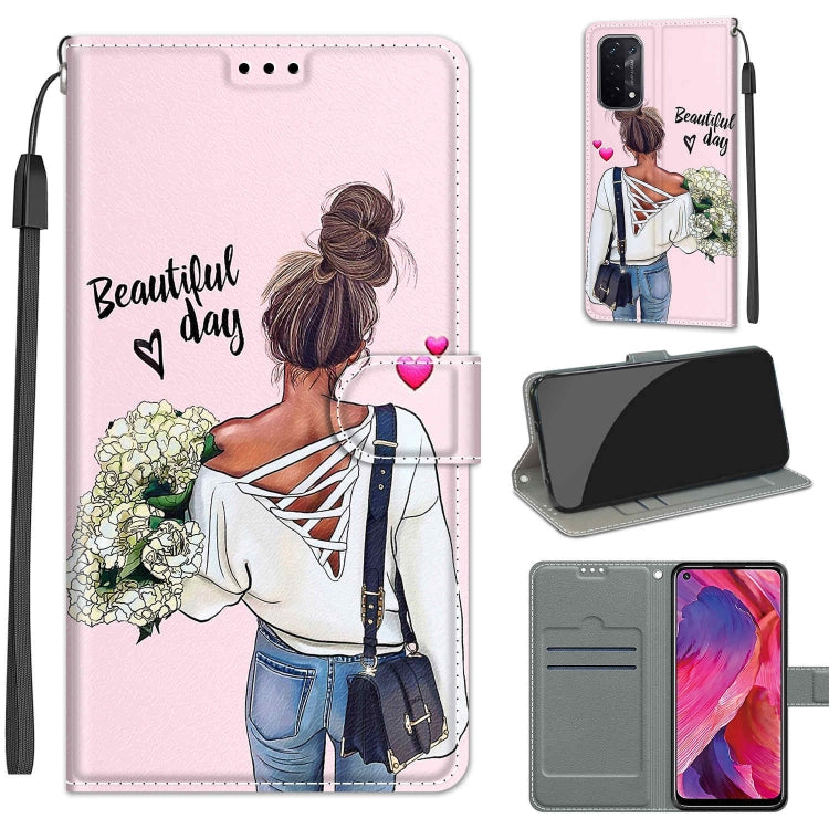Voltage Coloured Drawing Magnetic Clasp Horizontal Flip PU Leather Case with Holder & Card Slots – Magnetic, Card Slot, Flip, For OPPO A93 5G / A93s 5G / A54 5G / A74 5G For OPPO A93 5G A93s 5G A54 5G A74 5G C09 Hug Flower