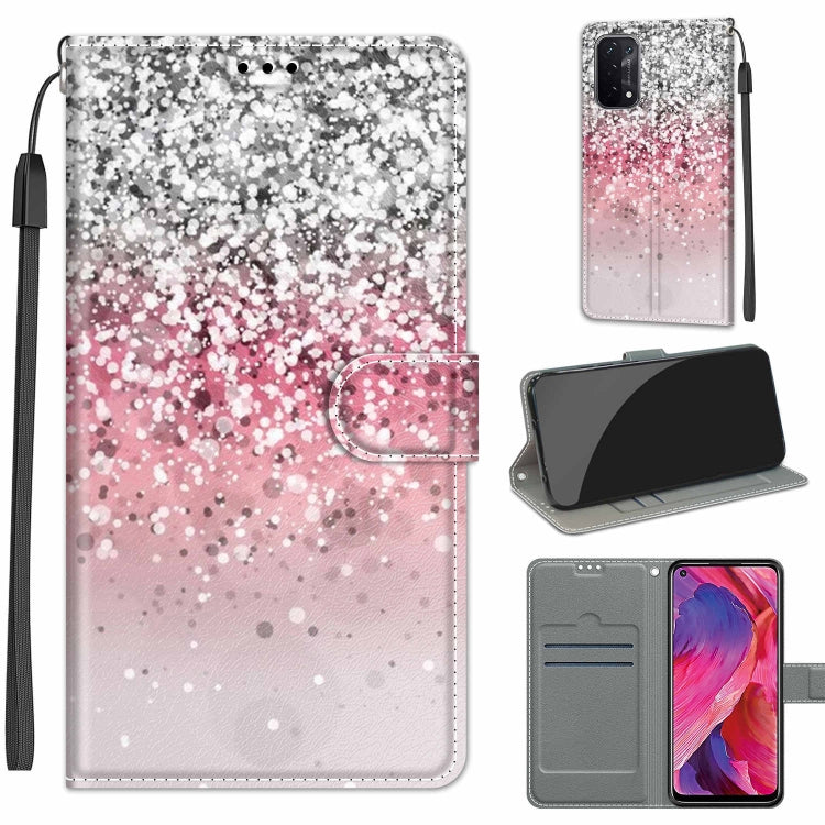 Voltage Coloured Drawing Magnetic Clasp Horizontal Flip PU Leather Case with Holder & Card Slots – Magnetic, Card Slot, Flip, For OPPO A93 5G / A93s 5G / A54 5G / A74 5G For OPPO A93 5G A93s 5G A54 5G A74 5G C13 Silver Pink Glitter