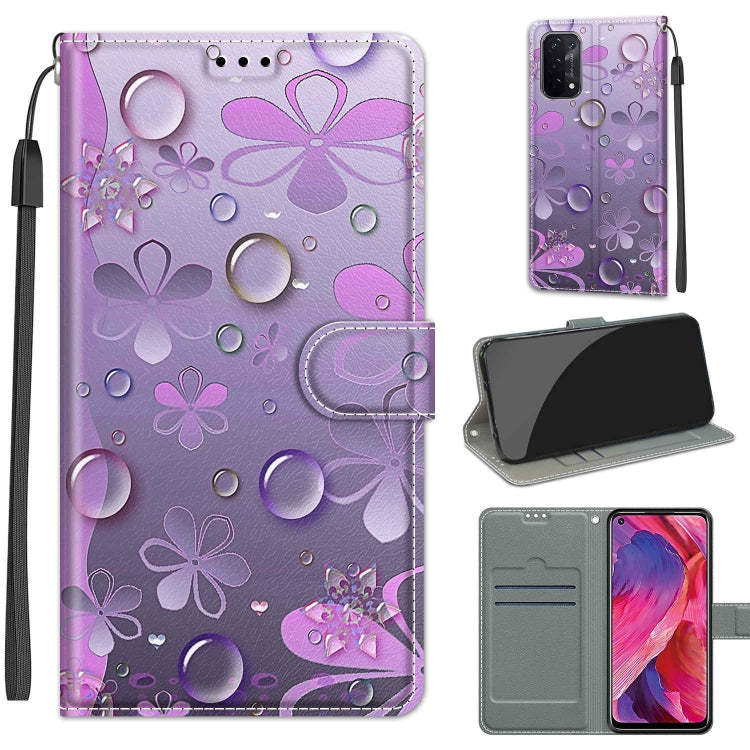 Voltage Coloured Drawing Magnetic Clasp Horizontal Flip PU Leather Case with Holder & Card Slots – Magnetic, Card Slot, Flip, For OPPO A93 5G / A93s 5G / A54 5G / A74 5G For OPPO A93 5G A93s 5G A54 5G A74 5G C16 Water Drop Six Petal Flower