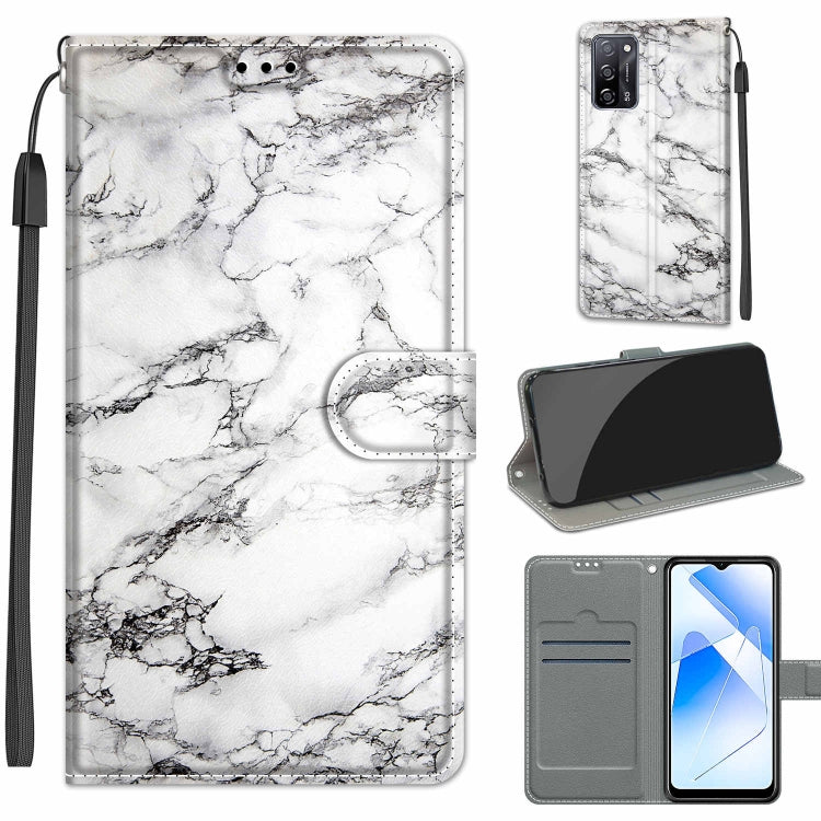 Voltage Coloured Drawing Magnetic Clasp Horizontal Flip PU Leather Case with Holder & Card Slots – Magnetic, Card Slot, Flip, For OPPO A54 4G / A16 4G / A53s 5G / A55 5G For OPPO A54 4G A16 4G A53s 5G A55 5G C01 White Marble