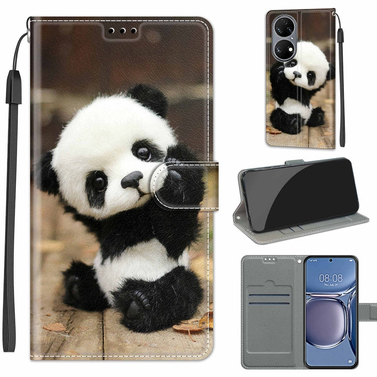 Voltage Coloured Drawing Magnetic Clasp Horizontal Flip PU Leather Case with Holder & Card Slots – Magnetic, Card Slot, Flip, For Huawei P50 For Huawei P50 C18 Wood Board Panda