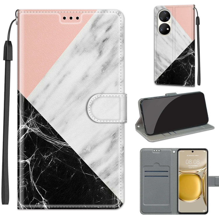 Voltage Coloured Drawing Magnetic Clasp Horizontal Flip PU Leather Case with Holder & Card Slots – Magnetic, Card Slot, Flip, For Huawei P50 Pro For Huawei P50 Pro C07 Pink White Black
