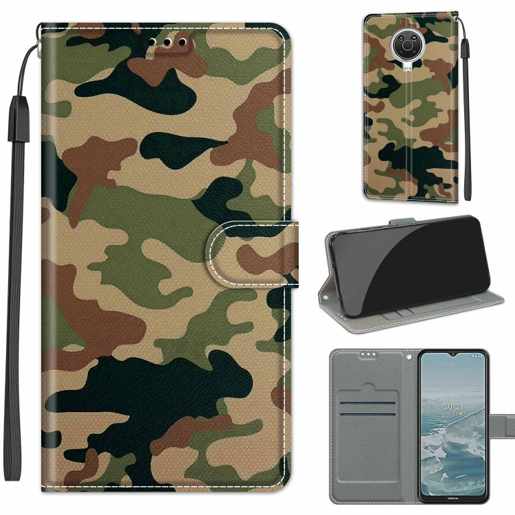 Voltage Coloured Drawing Magnetic Clasp Horizontal Flip PU Leather Case with Holder & Card Slots – Magnetic, Card Slot, Flip, For Nokia G20 / G10 / 6.3 For Nokia G20 G10 6.3 C12 Green Yellow Camouflage