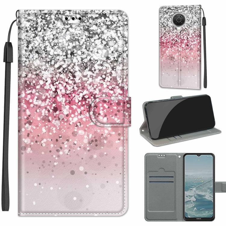 Voltage Coloured Drawing Magnetic Clasp Horizontal Flip PU Leather Case with Holder & Card Slots – Magnetic, Card Slot, Flip, For Nokia G20 / G10 / 6.3 For Nokia G20 G10 6.3 C13 Silver Pink Glitter
