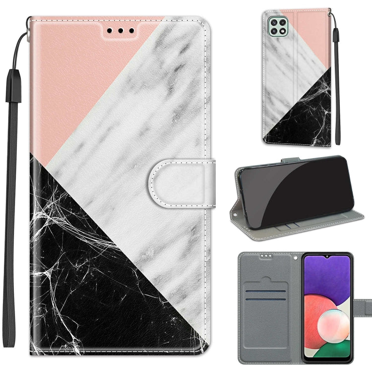 Voltage Coloured Drawing Magnetic Clasp Horizontal Flip PU Leather Case with Holder & Card Slots – Magnetic, Card Slot, Flip, For Samsung Galaxy A22 5G For Samsung Galaxy A22 5G C07 Pink White Black