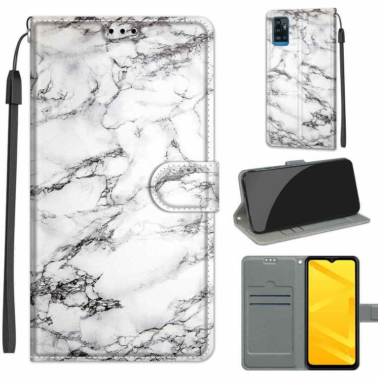 Voltage Coloured Drawing Magnetic Clasp Horizontal Flip PU Leather Case with Holder & Card Slots – Magnetic, Card Slot, Flip, For ZTE Blade A71 For ZTE Blade A71 C01 White Marble