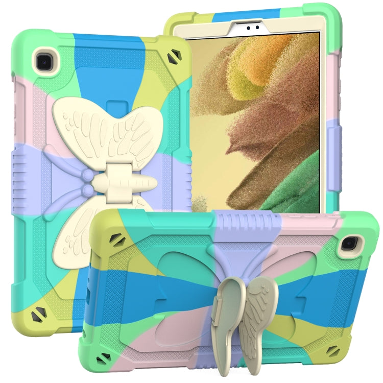 Beige PC + Silicone Anti-drop Protective Case with Butterfly Shape Holder & Pen Slot – Durable Build, Easy to Use, For Samsung Galaxy Tab A7 Lite 8.7 SM-T220 / SM-T225 For Samsung Galaxy Tab A7 Lite 8.7 SM-T220 SM-T225 Colorful Green