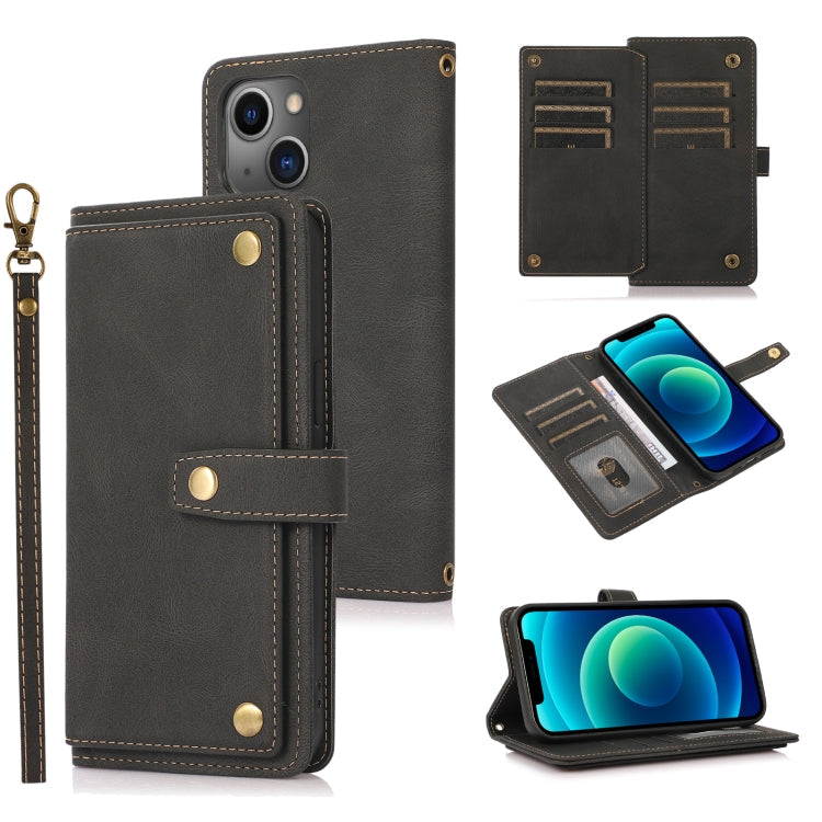 PU + TPU Horizontal Flip Leather Case with Holder & Card Slot & Wallet & Lanyard, For iPhone 13, For iPhone 13 Pro, For iPhone 13 Pro Max For iPhone 13 Black