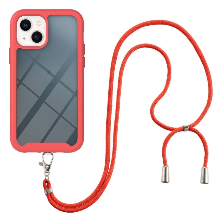 Starry Sky Solid Color Series Shockproof PC + TPU Protective Case with Neck Strap, For iPhone 13 mini, For iPhone 13, For iPhone 13 Pro, For iPhone 13 Pro Max For iPhone 13 mini Red