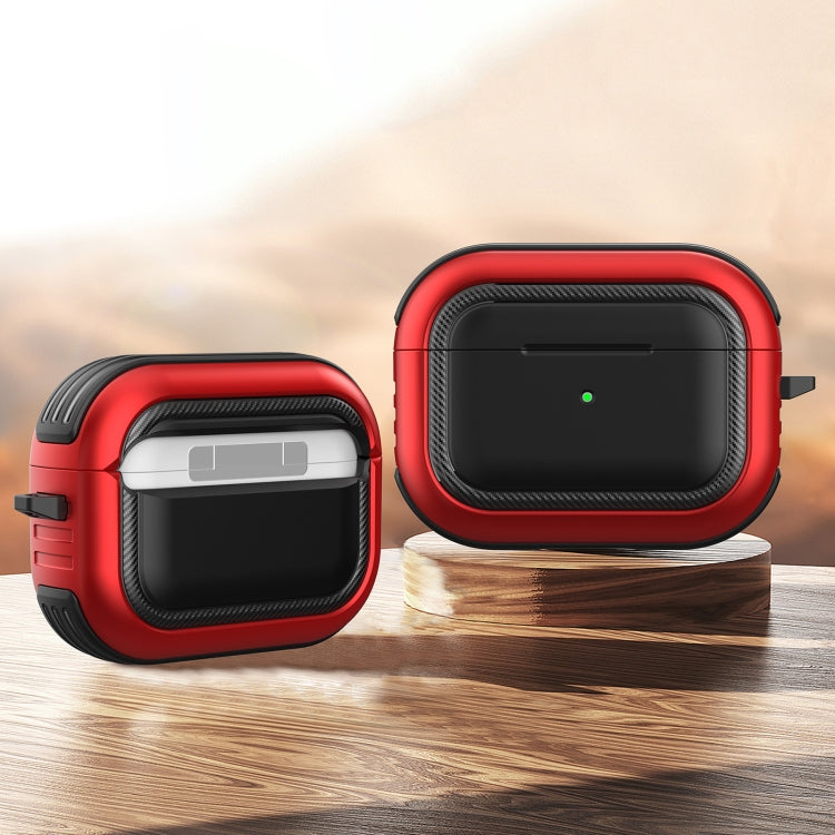 Wireless Earphones Shockproof TPU + PC Protective Case with Carabiner, For AirPods Pro For AirPods Pro Black+Red