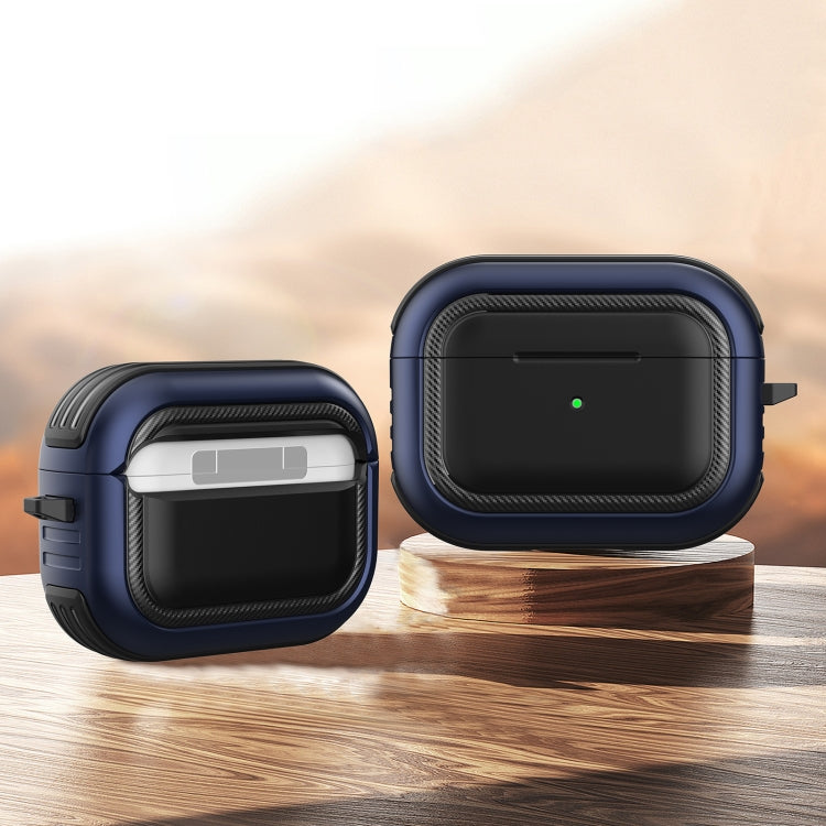 Wireless Earphones Shockproof TPU + PC Protective Case with Carabiner – Shockproof, TPU, For AirPods Pro For AirPods Pro Black+Blue