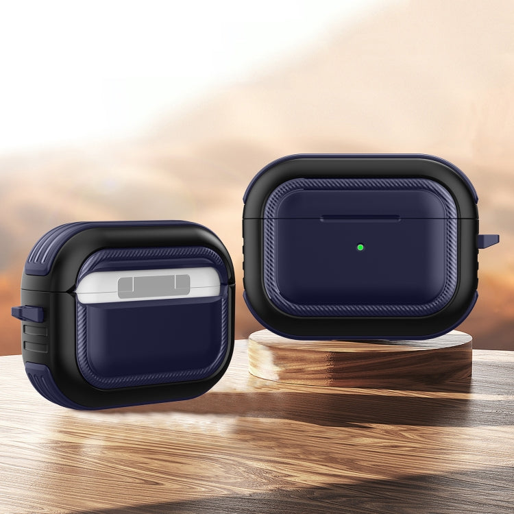 Wireless Earphones Shockproof TPU + PC Protective Case with Carabiner – Shockproof, TPU, For AirPods Pro For AirPods Pro Blue+Black