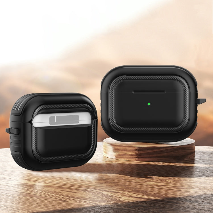 Wireless Earphones Shockproof TPU + PC Protective Case with Carabiner – Shockproof, TPU, For AirPods Pro For AirPods Pro Black