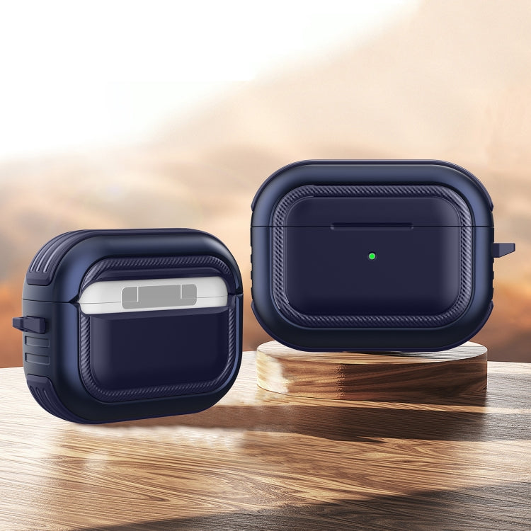 Wireless Earphones Shockproof TPU + PC Protective Case with Carabiner – Shockproof, TPU, For AirPods Pro For AirPods Pro Blue