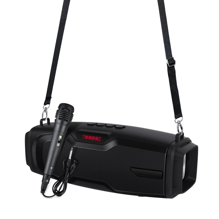 New Rixing NR-6012M Bluetooth 5.0 Portable Outdoor Karaoke Wireless Bluetooth Speaker with Microphone & Shoulder Strap, NR-6012M(Black), NR-6012M(Red), NR-6012M(Blue), NR-6012M(Green) NR-6012M(Black) Black