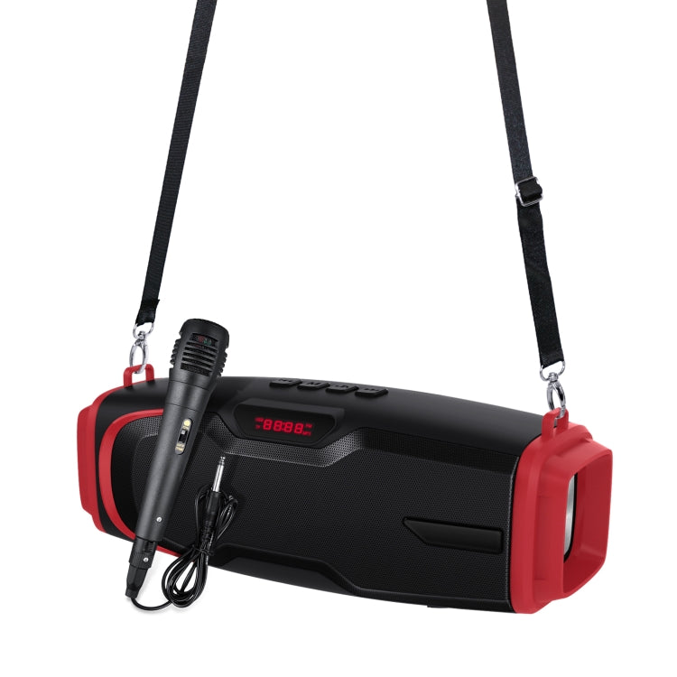 New Rixing NR-6012M Bluetooth 5.0 Portable Outdoor Karaoke Wireless Bluetooth Speaker with Microphone & Shoulder Strap, NR-6012M(Black), NR-6012M(Red), NR-6012M(Blue), NR-6012M(Green) – Magnetic, Bluetooth, TPU NR-6012M(Red) Red