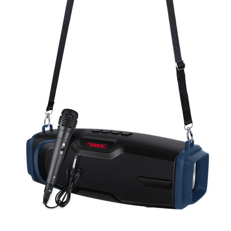New Rixing NR-6012M Bluetooth 5.0 Portable Outdoor Karaoke Wireless Bluetooth Speaker with Microphone & Shoulder Strap, NR-6012M(Black), NR-6012M(Red), NR-6012M(Blue), NR-6012M(Green) – Magnetic, Bluetooth, TPU NR-6012M(Blue) Blue