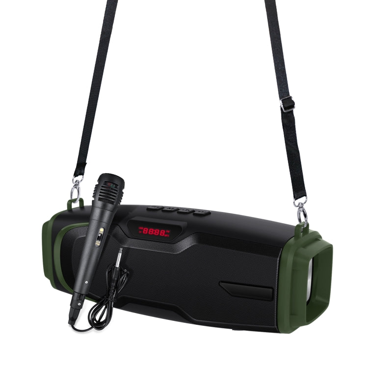 New Rixing NR-6012M Bluetooth 5.0 Portable Outdoor Karaoke Wireless Bluetooth Speaker with Microphone & Shoulder Strap, NR-6012M(Black), NR-6012M(Red), NR-6012M(Blue), NR-6012M(Green) – Magnetic, Bluetooth, TPU NR-6012M(Green) Green