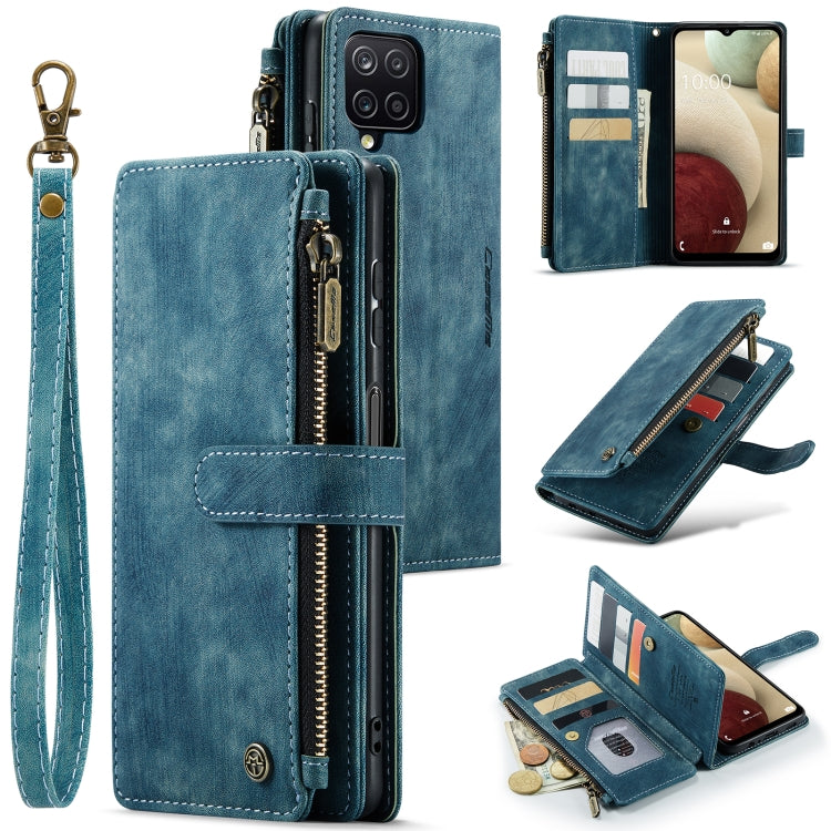 CaseMe-C30 PU + TPU Multifunctional Horizontal Flip Leather Case with Holder & Card Slot & Wallet & Zipper Pocket – Card Slot, Flip, Leather, For Samsung Galaxy A12, For Samsung Galaxy A52 5G / 4G, For Samsung Galaxy Note10+ For Samsung Galaxy A12 Blue