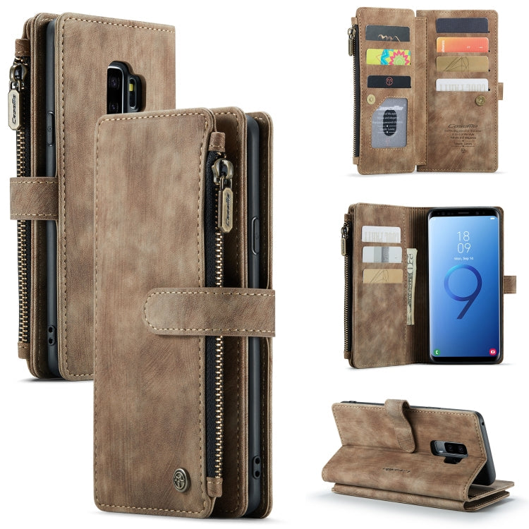 CaseMe-C30 PU + TPU Multifunctional Horizontal Flip Leather Case with Holder & Card Slot & Wallet & Zipper Pocket – Card Slot, Flip, Leather, For Samsung Galaxy A12, For Samsung Galaxy A52 5G / 4G, For Samsung Galaxy Note10+ For Samsung Galaxy S9+ Brown