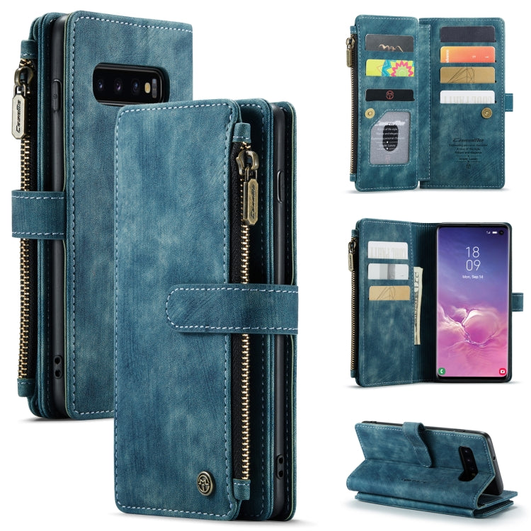 CaseMe-C30 PU + TPU Multifunctional Horizontal Flip Leather Case with Holder & Card Slot & Wallet & Zipper Pocket – Card Slot, Flip, Leather, For Samsung Galaxy A12, For Samsung Galaxy A52 5G / 4G, For Samsung Galaxy Note10+ For Samsung Galaxy S10 Blue