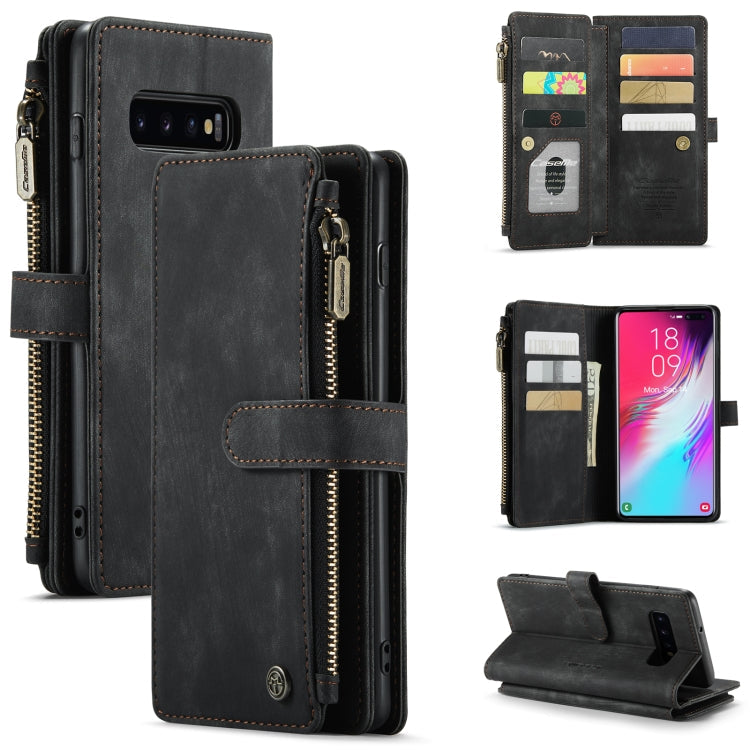 CaseMe-C30 PU + TPU Multifunctional Horizontal Flip Leather Case with Holder & Card Slot & Wallet & Zipper Pocket, For Samsung Galaxy S10+, For Samsung Galaxy S20 5G, For Samsung Galaxy S20+ 5G, For Samsung Galaxy S20 Ultra 5G, For Samsung Galaxy S20 F... For Samsung Galaxy S10+ Black