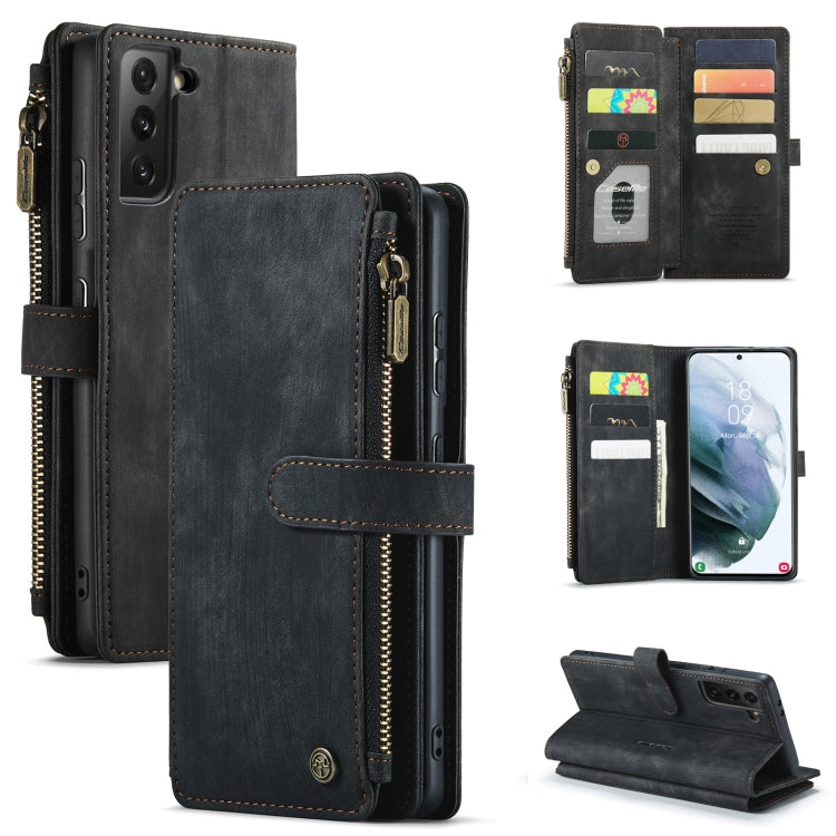 CaseMe-C30 PU + TPU Multifunctional Horizontal Flip Leather Case with Holder & Card Slot & Wallet & Zipper Pocket, For Samsung Galaxy S21+ 5G, For Samsung Galaxy S21 Ultra 5G, For Samsung Galaxy S21 FE For Samsung Galaxy S21+ 5G Black