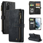 CaseMe-C30 PU + TPU Multifunctional Horizontal Flip Leather Case with Holder & Card Slot & Wallet & Zipper Pocket, For Samsung Galaxy S21+ 5G, For Samsung Galaxy S21 Ultra 5G, For Samsung Galaxy S21 FE For Samsung Galaxy S21+ 5G Black