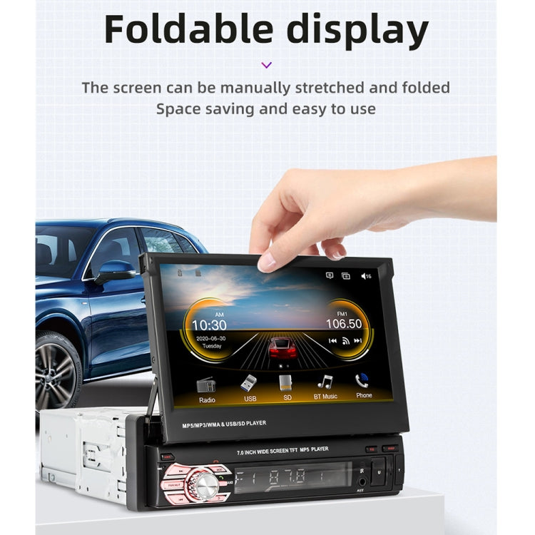 9601C HD 7 inch Universal Car Manually Retractable Screen MP5 Player with Carplay, Support FM & Bluetooth & TF Card, 9601C – Card Slot, Bluetooth, TPU