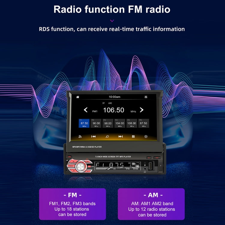 9601C HD 7 inch Universal Car Manually Retractable Screen MP5 Player with Carplay, Support FM & Bluetooth & TF Card, 9601C – Card Slot, Bluetooth, TPU