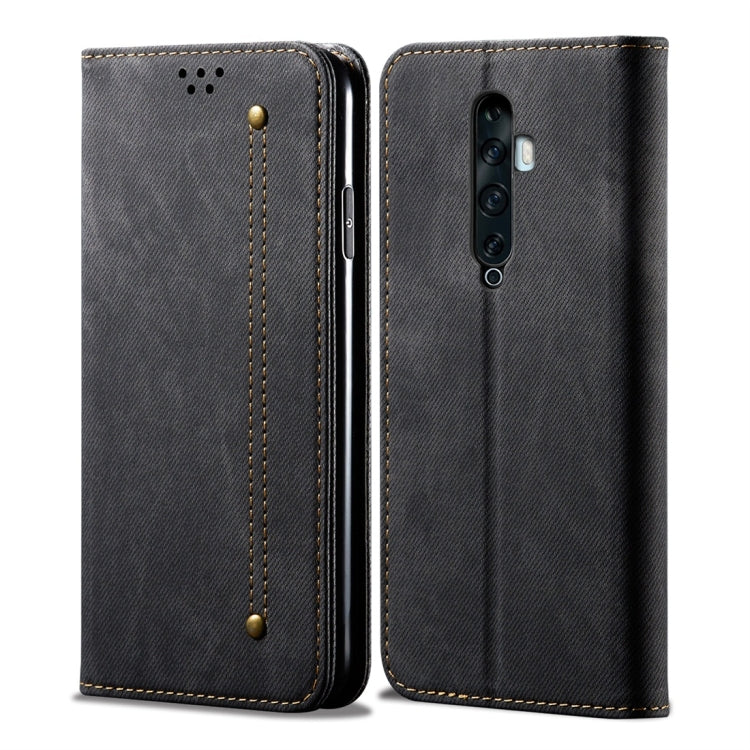 Denim Texture Casual Style Horizontal Flip Leather Case with Holder & Card Slots & Wallet – Card Slot, Flip, Leather, For OPPO A9 / F11, For OPPO Reno 2, For Huawei Mate 30, For Huawei P30 Pro, For Huawei P30, For Huawei P Smart Z / Y9 Prime For OPPO Reno 2 Black