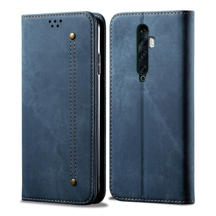 Denim Texture Casual Style Horizontal Flip Leather Case with Holder & Card Slots & Wallet – Card Slot, Flip, Leather, For OPPO A9 / F11, For OPPO Reno 2, For Huawei Mate 30, For Huawei P30 Pro, For Huawei P30, For Huawei P Smart Z / Y9 Prime For OPPO Reno 2 Blue