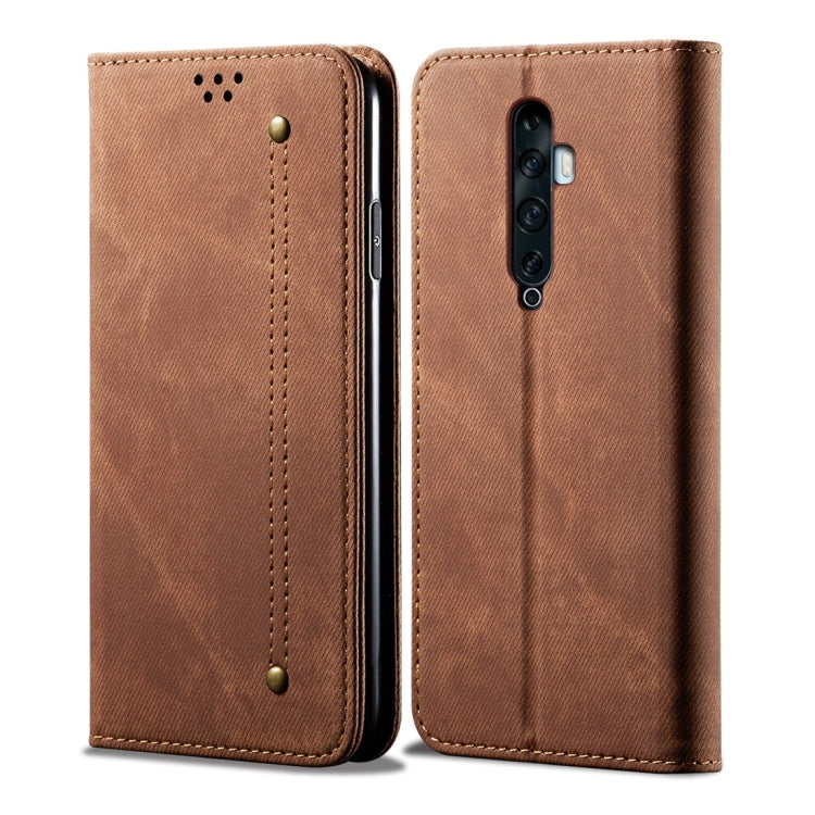 Denim Texture Casual Style Horizontal Flip Leather Case with Holder & Card Slots & Wallet – Card Slot, Flip, Leather, For OPPO A9 / F11, For OPPO Reno 2, For Huawei Mate 30, For Huawei P30 Pro, For Huawei P30, For Huawei P Smart Z / Y9 Prime For OPPO Reno 2 Brown