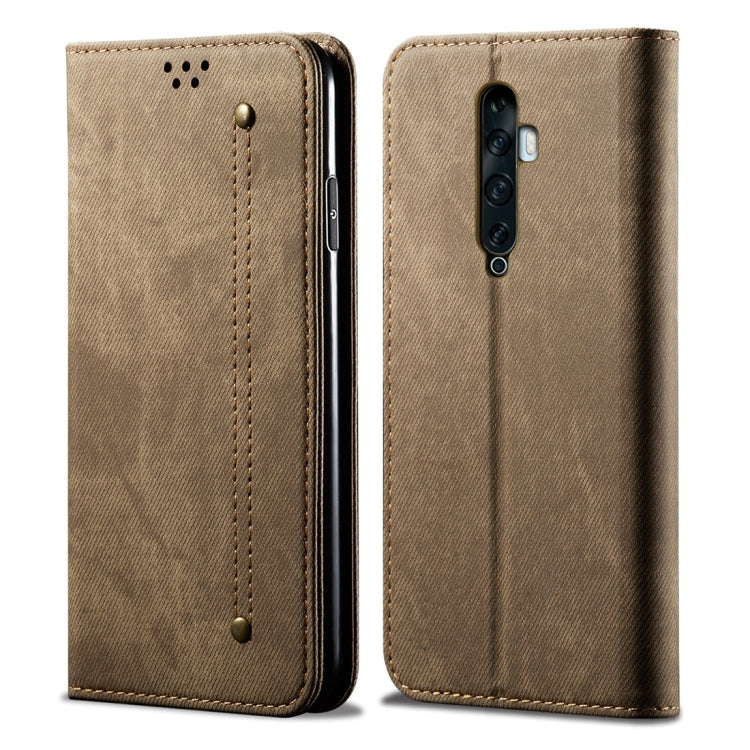 Denim Texture Casual Style Horizontal Flip Leather Case with Holder & Card Slots & Wallet – Card Slot, Flip, Leather, For OPPO A9 / F11, For OPPO Reno 2, For Huawei Mate 30, For Huawei P30 Pro, For Huawei P30, For Huawei P Smart Z / Y9 Prime For OPPO Reno 2 Khaki